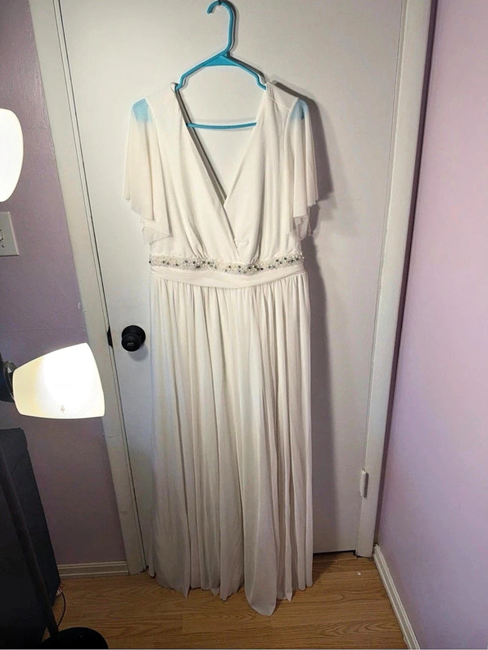 Torrid Ever After Maxi Mesh Empire Waist Gown White Size 18